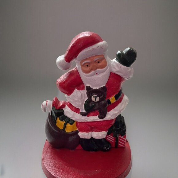 Lillian Vernon Cast Iron Christmas Santa Claus Stocking Holder Hanger Vtg 1990 - Picture 2 of 14